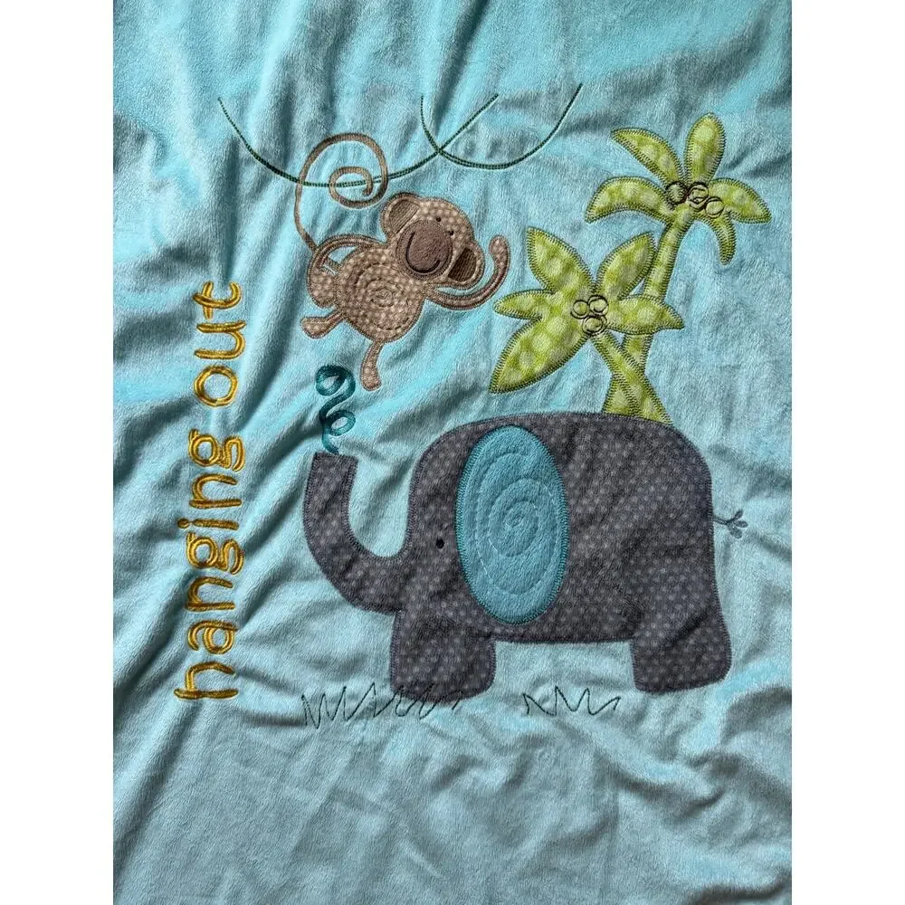 Koala Baby Hanging Out Monkey Elephant Blue Brown Sherpa Baby Blanket Lovey